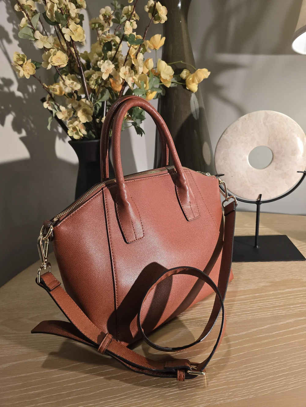 GUESS Terracotta Orange Structured Satchel with Scarf Accent